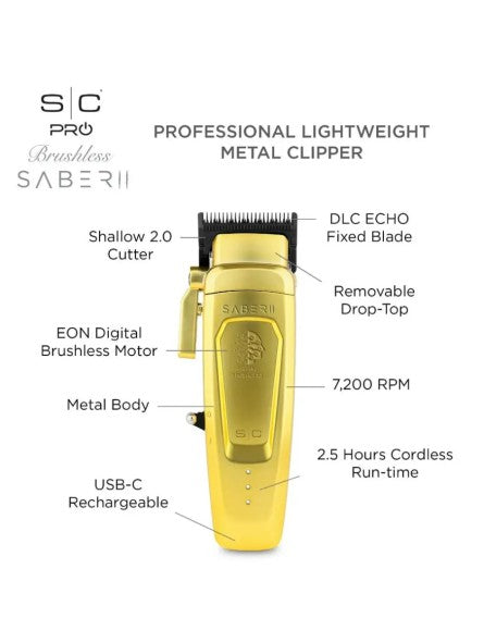 StyleCraft Saber 2.0 Ouro Máquina Corte Profissional Clipper